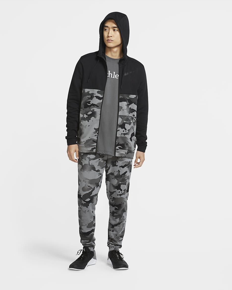 Sweat a capuche de training camouflage entierement zippe Nike Dri FIT pour Homme